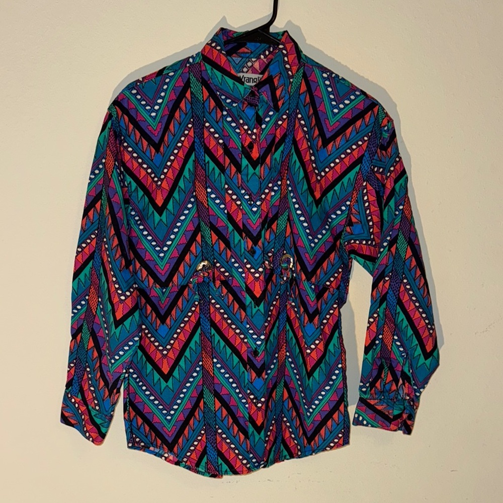Vintage Women’s Western Geometric Aztec Wrangler Button Down with Collar